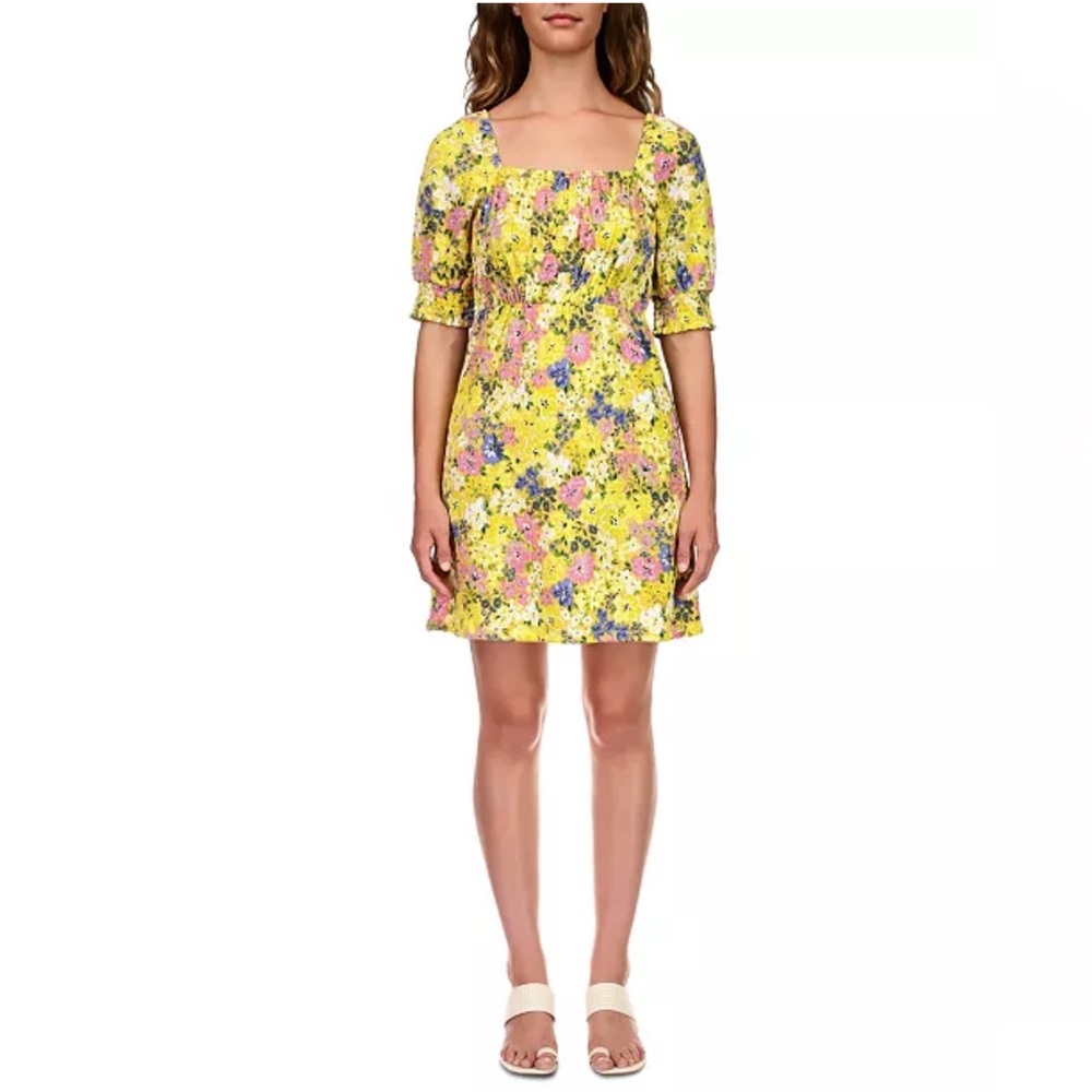 Sanctuary Women's Smocked Square Neck Floral Mini Dress - Size M